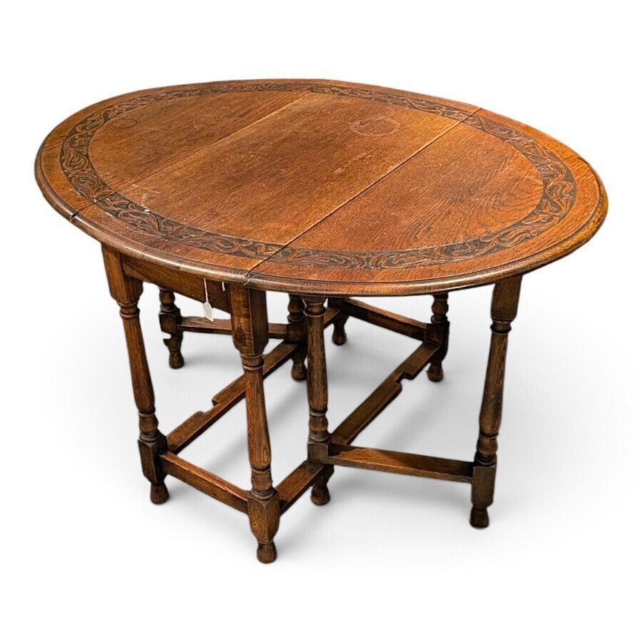 19e-eeuwse gateleg tafel, gestoken blad, Antiek en Kunst, Ophalen of Verzenden