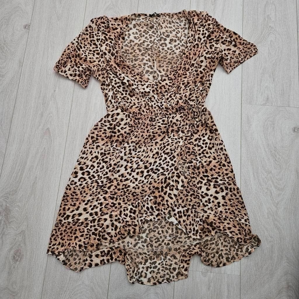 Royal Chicks jurk panterprint maat L zo goed als nieuw, Maat 38/40 (M), Bruin, Nieuw, Ophalen of Verzenden