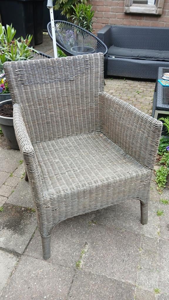 Gratis rieten/rotan fauteuil/tuinstoel/loungestoel, Ophalen, Gebruikt, Rotan