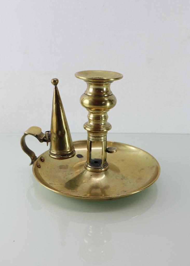 Antieke koperen blaker met kaarsendover, Antiek en Kunst, Ophalen of Verzenden, Koper of Brons