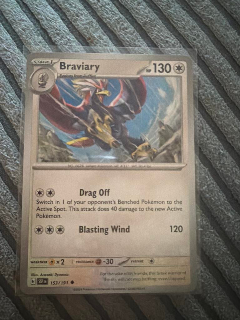 Pokémon Kaart Braviary 153/191 - Zeldzaam, Ophalen of Verzenden, Zo goed als nieuw, Losse kaart