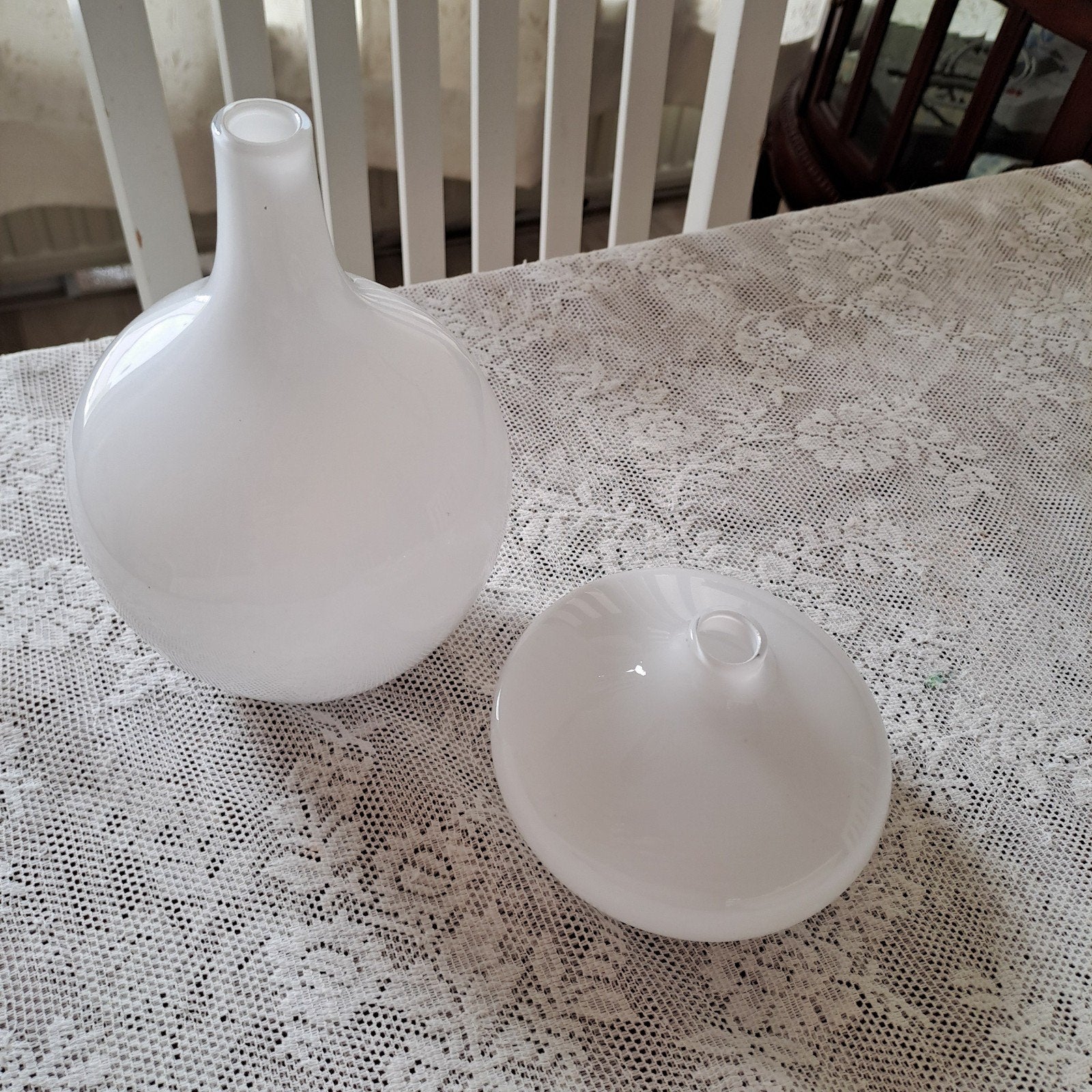 Set van 2 Vintage IKEA Vaasjes - Wit Glas, Ophalen