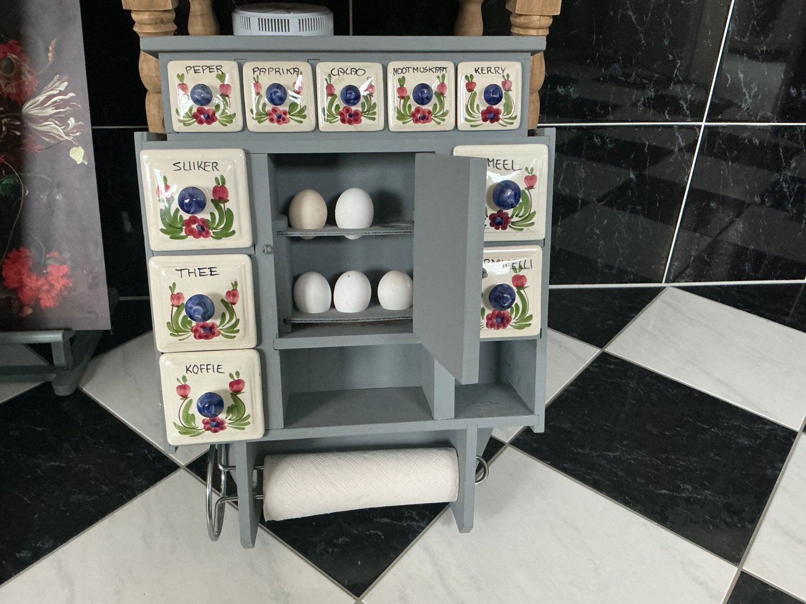 Keuken kastje, Ophalen, Hout, Grijs, Overige typen