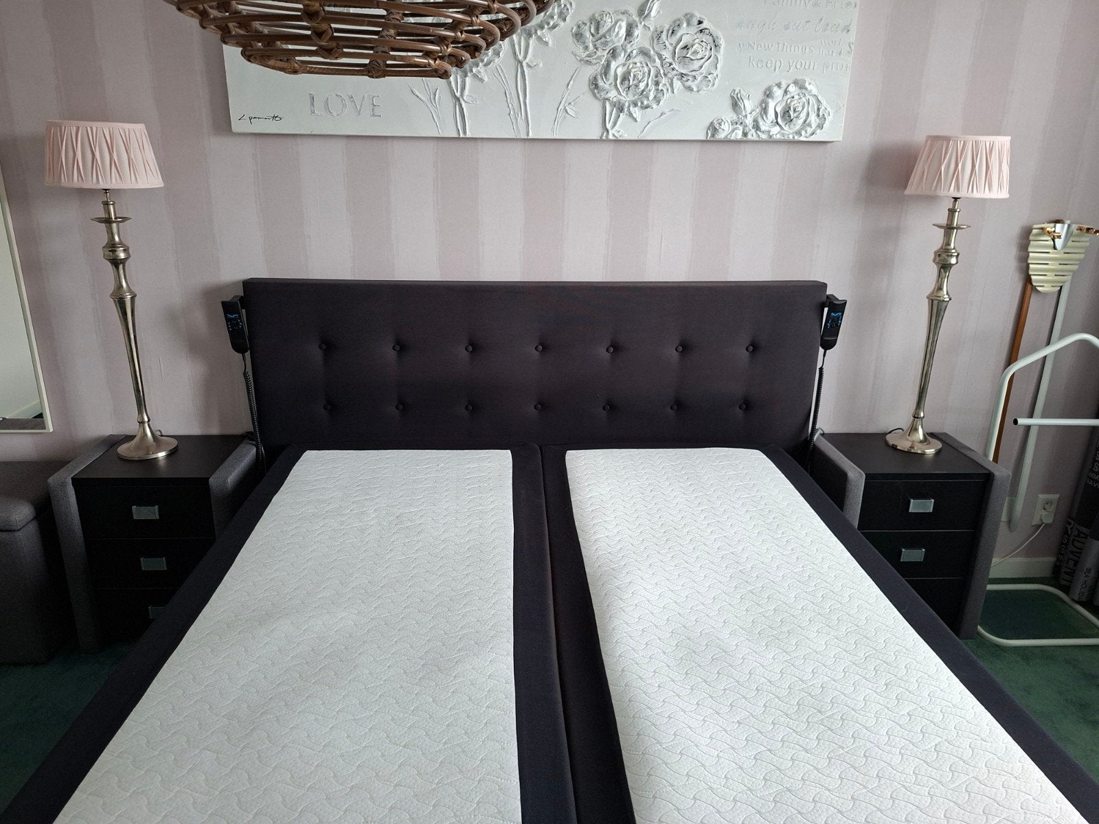 2 pers. boxspring 160 x 200 electrisch met nachtkastjes, Huis en Inrichting, Ophalen, Tweepersoons, 160 cm