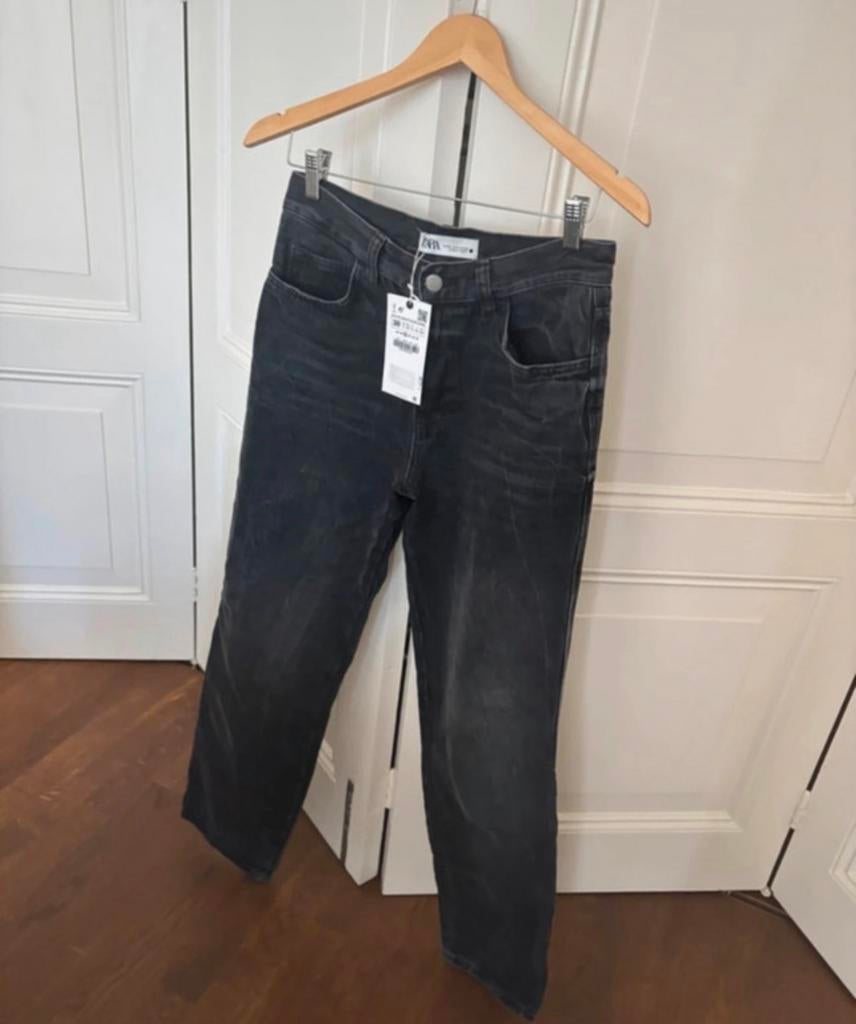 Zara antraciet grijze wide leg jeans, baggy denim, maat 36, Ophalen of Verzenden, Nieuw, Grijs, W28 - W29 (confectie 36)
