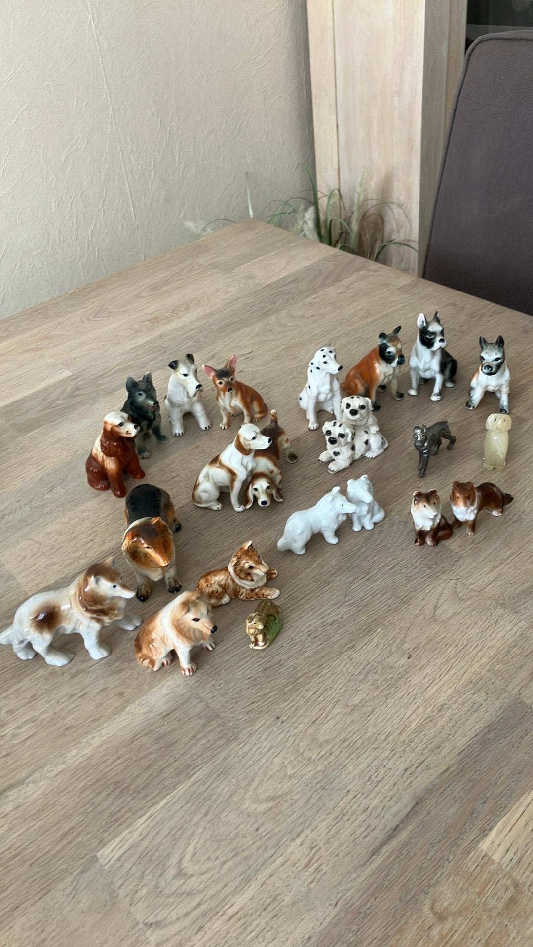 Honden familie beeldjes 22st in 1 koop of per ras/set, Ophalen of Verzenden, Gebruikt, Hond of Kat, Beeldje of Figuurtje
