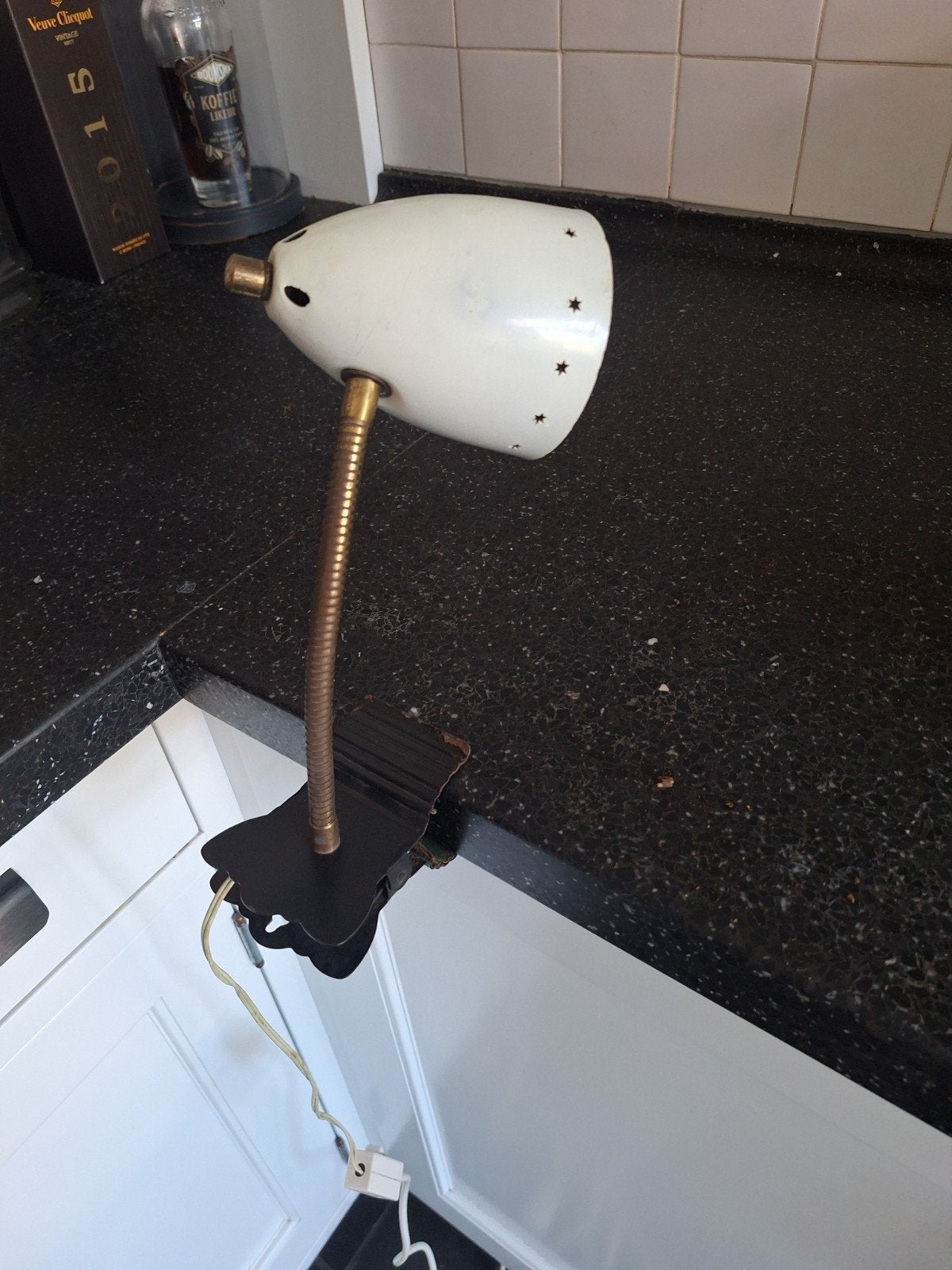 Vintage klemlamp met flexibele arm en sterrenpatroon, Ophalen of Verzenden