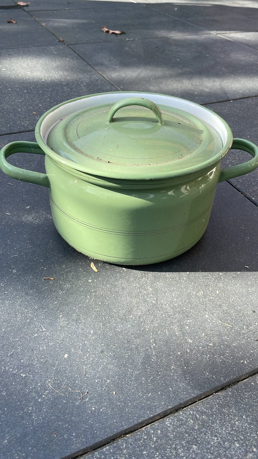 Vintage Emaille Pan - Groen, Antiek en Kunst, Ophalen