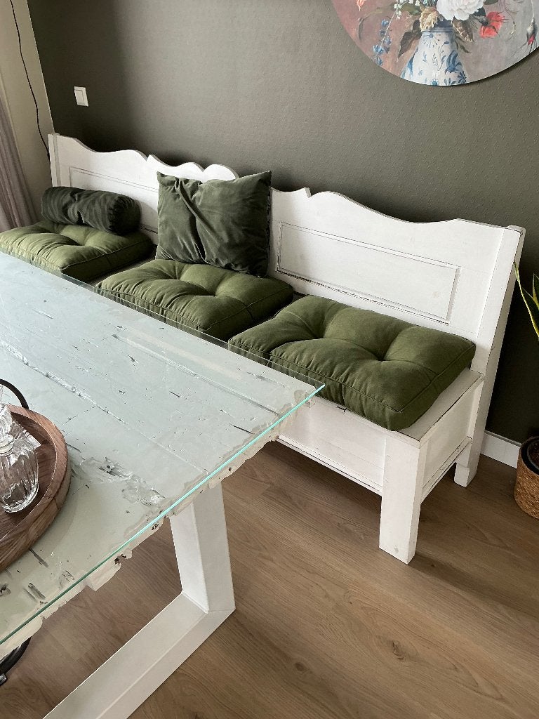 Klepbank wit 220, Ophalen, 75 tot 100 cm, Zo goed als nieuw, Rechte bank