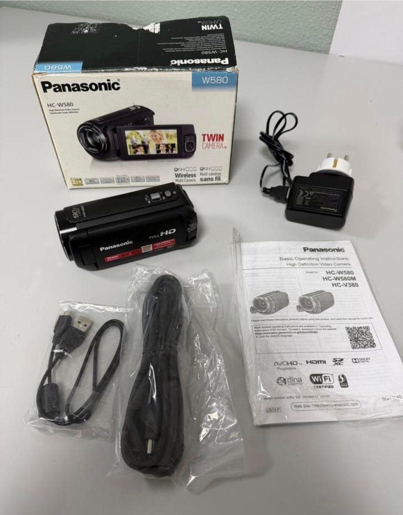 Panasonic HC-W580 Full HD twin Camcorder wifi hdmi 90x zoom, Canon, 20x of meer, CANON, Ophalen of Verzenden
