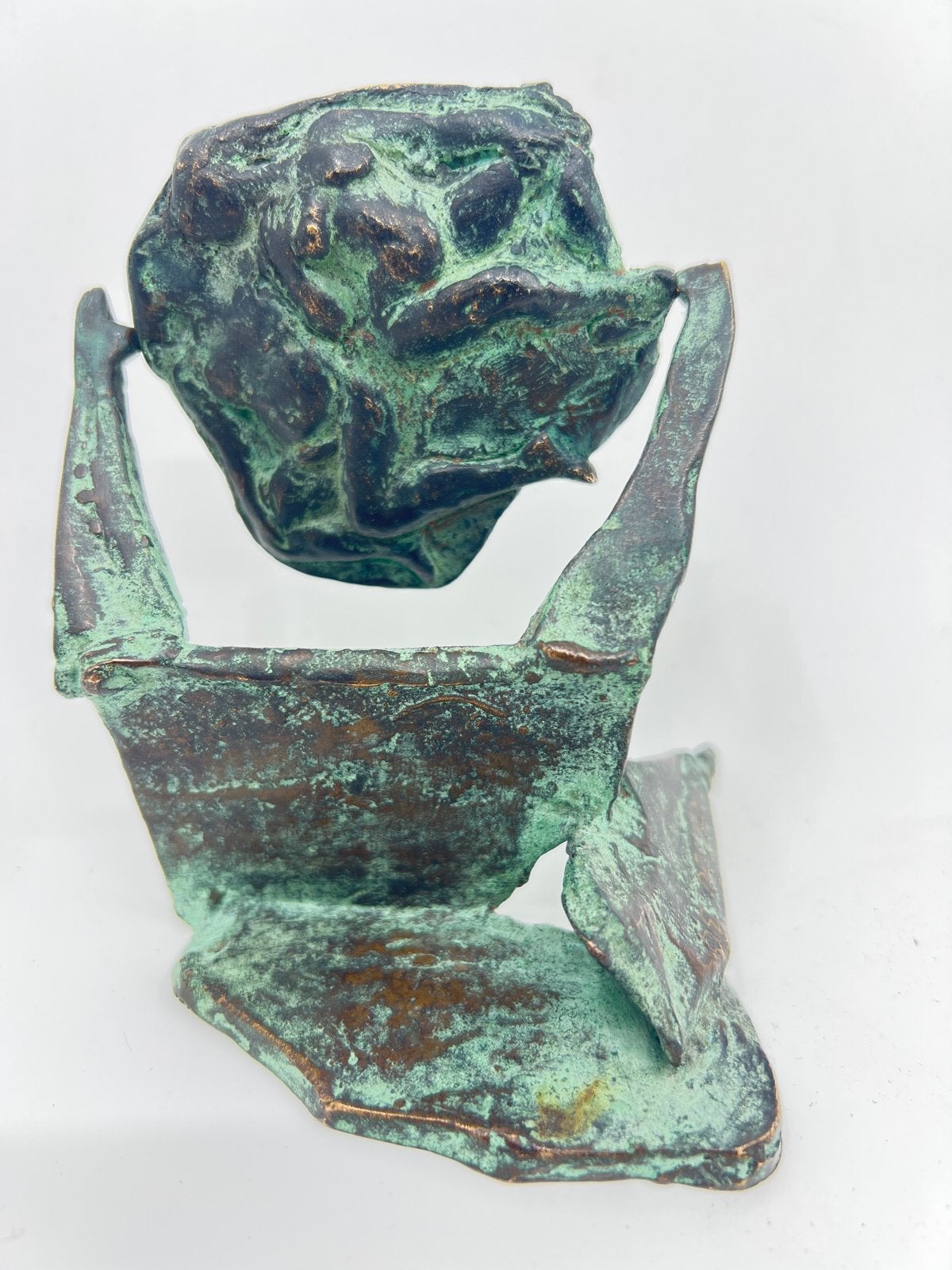 Abstract bronzen beeld met patina, Antiek en Kunst, Minder dan 20 cm, Ophalen of Verzenden, Beeld, Abstract