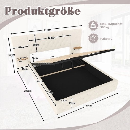 Bedframe – Bed – Tweepersoonsbed – Boxspring – Opbergbed, Corvance B.V., Verzenden, Nieuw, Corvancebol@gmail.com