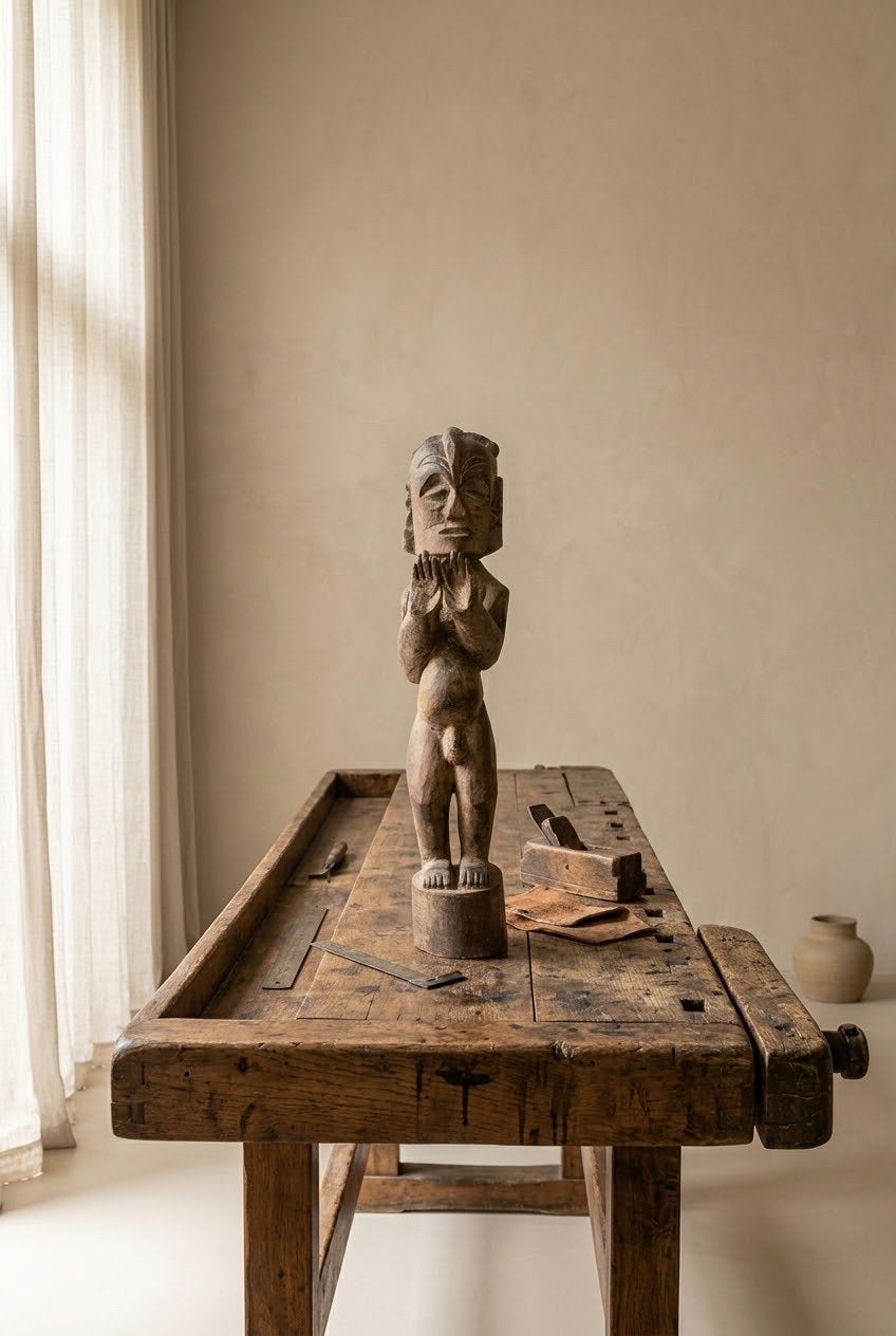 Houten beeld van een staande figuur, Afrikaanse kunst, Hout, Bruin, Afrika, Ophalen of Verzenden