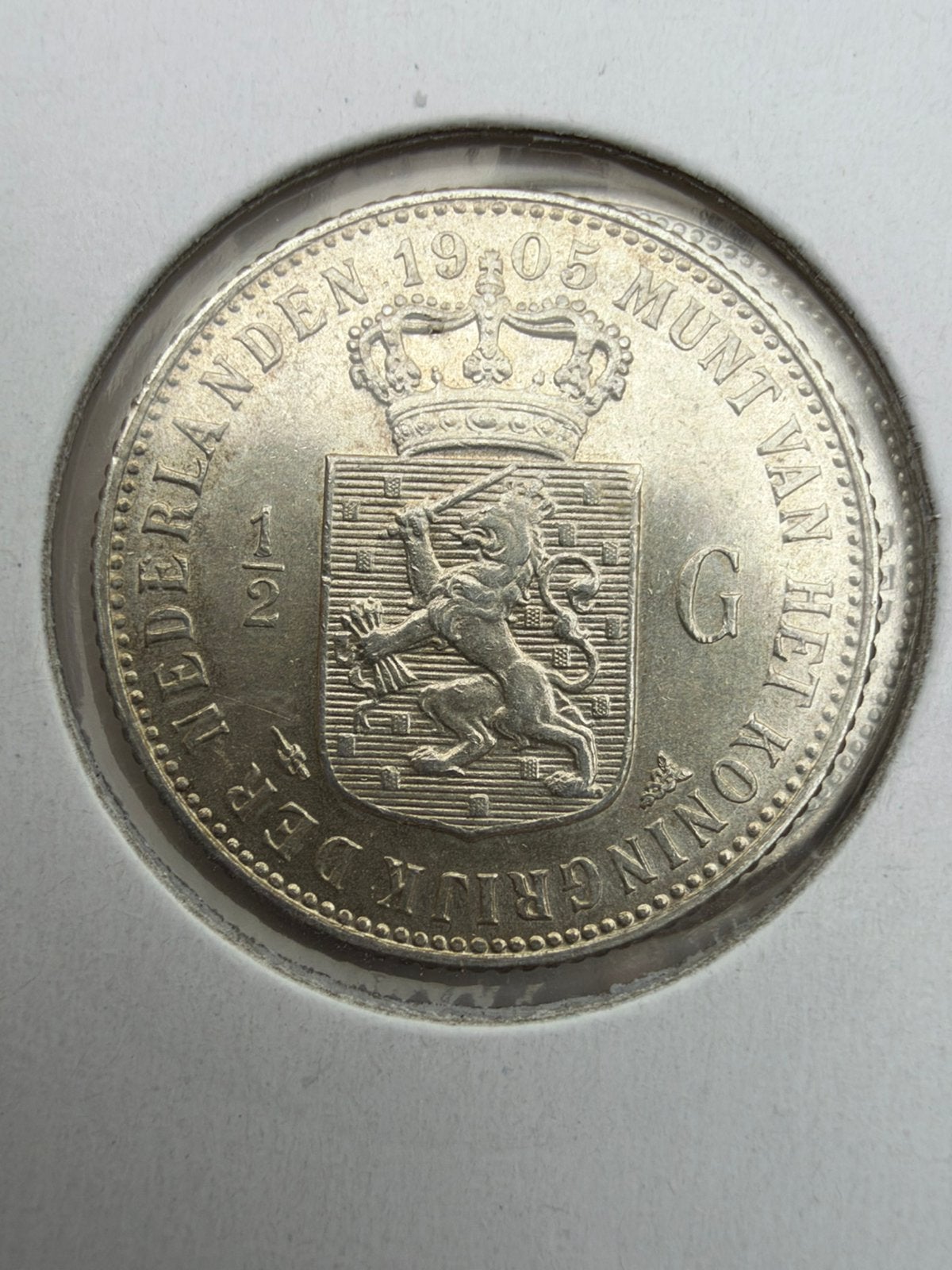 Halve gulden 1905 Wilhelmina unc, ½ gulden, Zilver, Ophalen of Verzenden, Koningin Wilhelmina