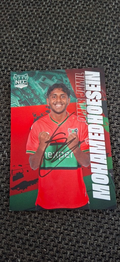 Spelerskaart met handtekening; Omar Jamil Mohamedhoesein NEC, Ophalen of Verzenden, Nieuw, Overige binnenlandse clubs, Spelerskaart