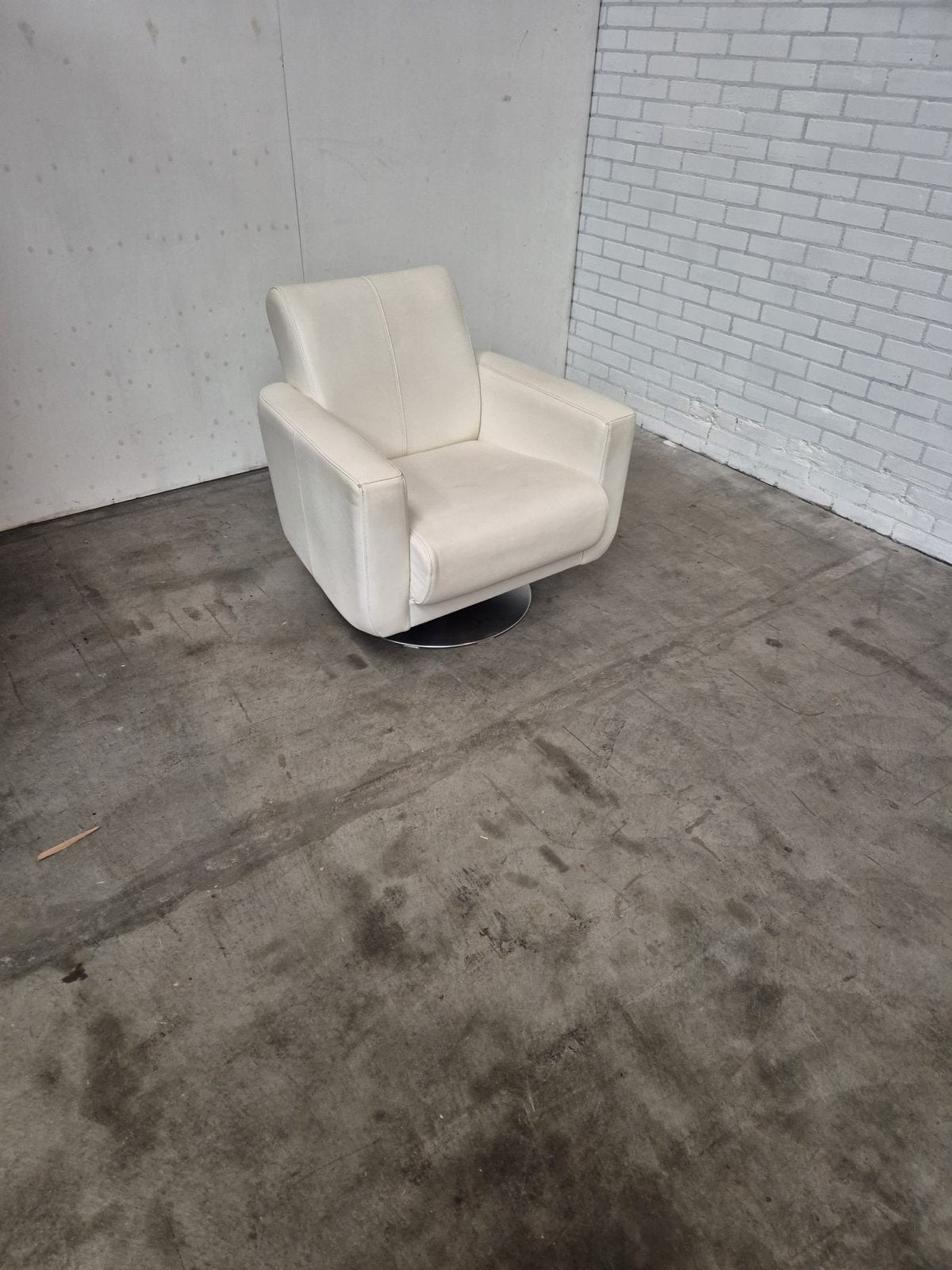 Crème Draaifauteuil met Hebbers en Hazel, Huis en Inrichting, Fauteuils, Ophalen, Gebruikt, Stof, 75 tot 100 cm