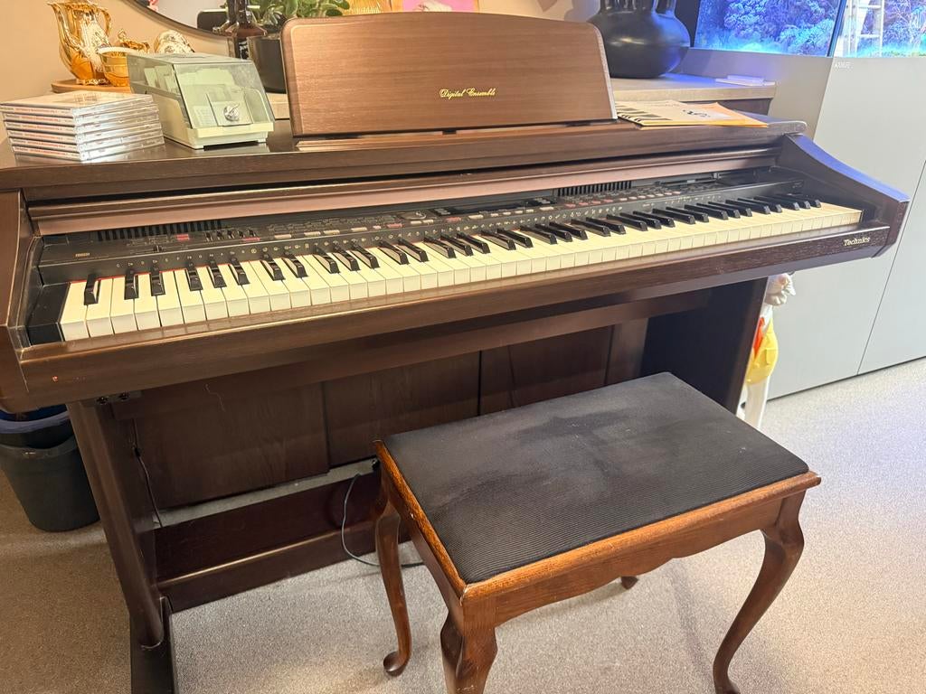 Technics PR305K digitale piano mahonie met pianobankje, Ophalen, Gebruikt, Bruin, Digitaal