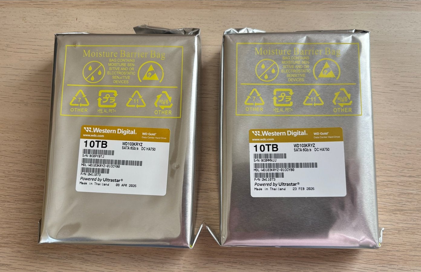 2 x Western Digital WD Gold 10TB SATA 6Gb/s HDD (Nieuw), Computers en Software, Ophalen, Intern, Server, Nieuw