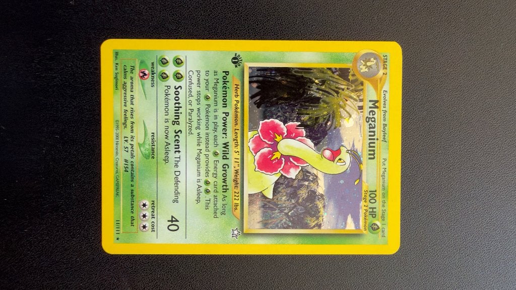 Meganium neo 1st, Hobby en Vrije tijd, Verzamelkaartspellen | Pokémon, Verzenden, Zo goed als nieuw