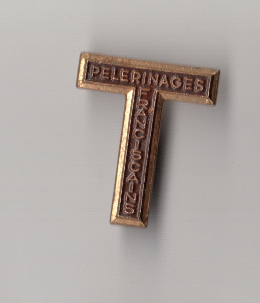 Franciscaner Pelgrims Christendom Bedevaart broche, Gebruikt, Niet vindbaar, Niet vindbaar, Speldje of Pin