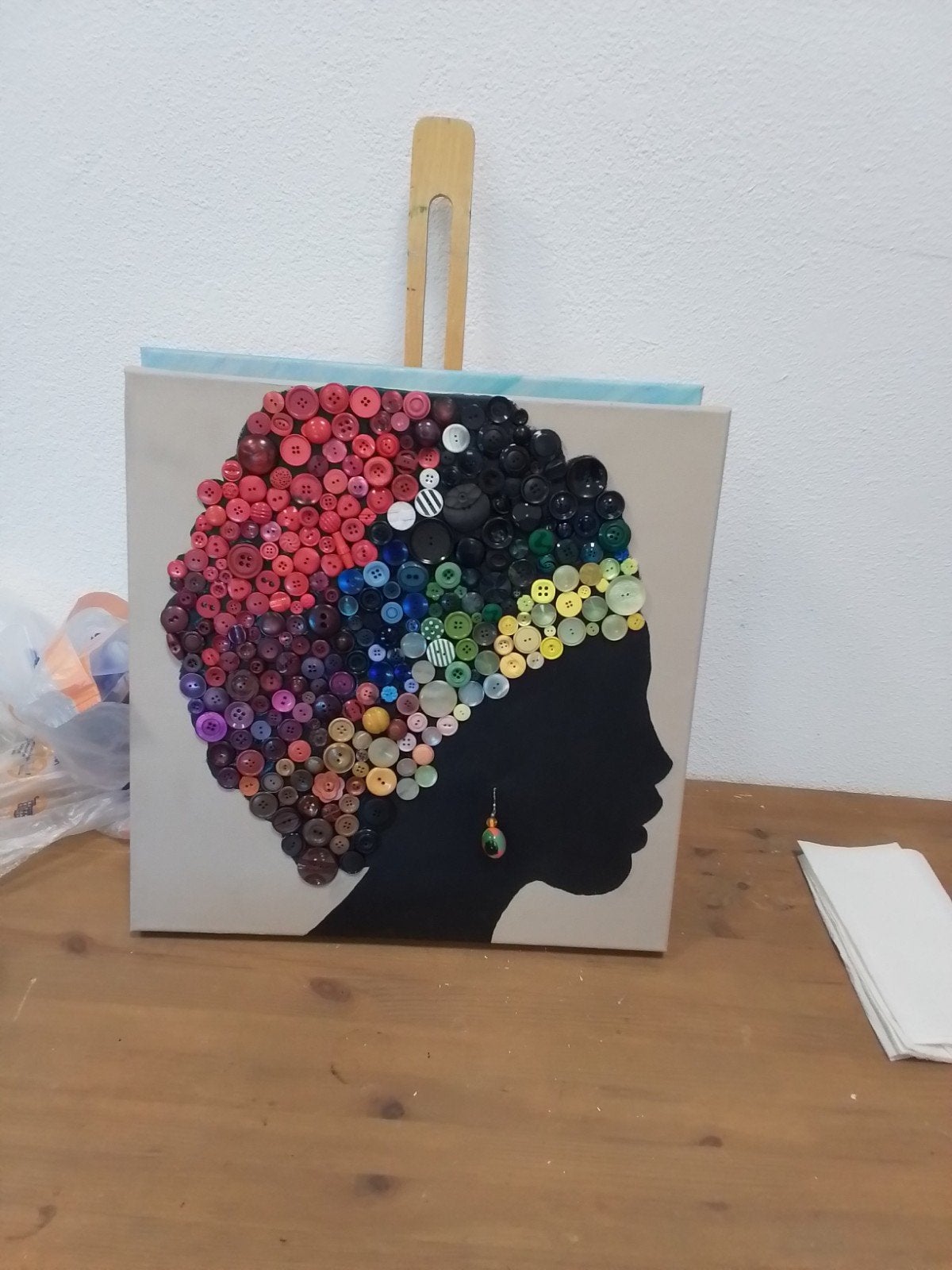 sschilderij gemaakt met knopen.afm 50x50cm,  nieuw gemaakt, Ophalen, Nieuw