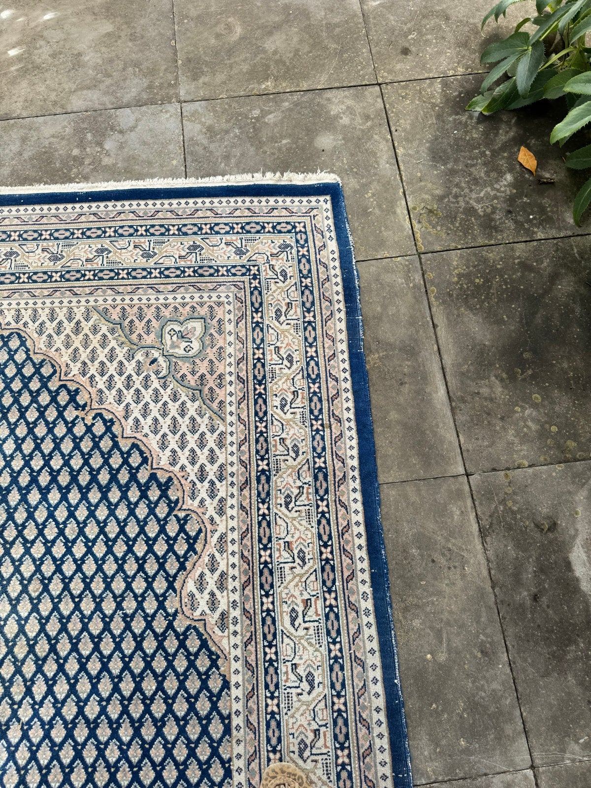 Origineel Handgemaakt Perzisch Tapijt Mir - 244x175 cm, Huis en Inrichting, Gebruikt, Blauw, Ophalen of Verzenden, 200 cm of meer