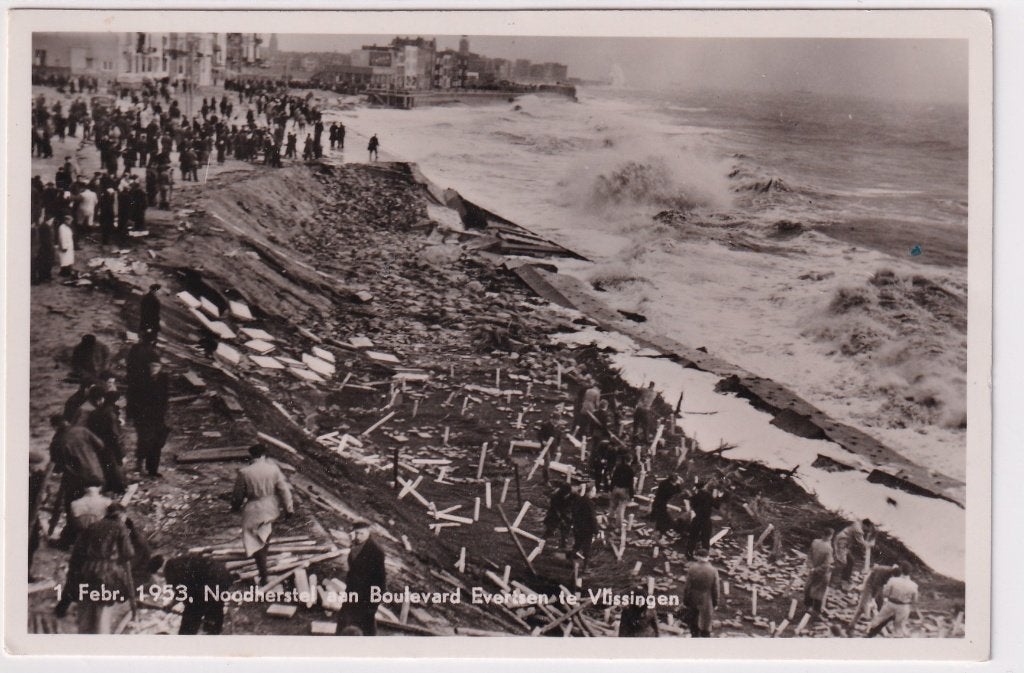 Vlissingen stormramp 1953 Boulevard Evertsen, Verzenden, 1940 tot 1960, Ongelopen, Zeeland