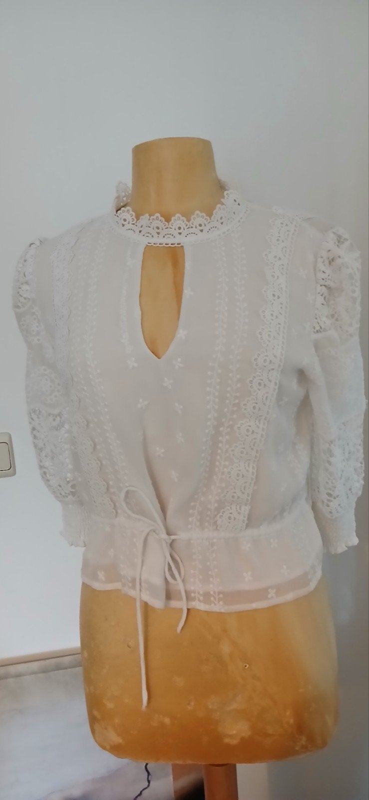 Beeldige blouse met kant echt apart mt 36, Kleding | Dames, Ophalen of Verzenden, Nieuw, Maat 36 (S), Wit