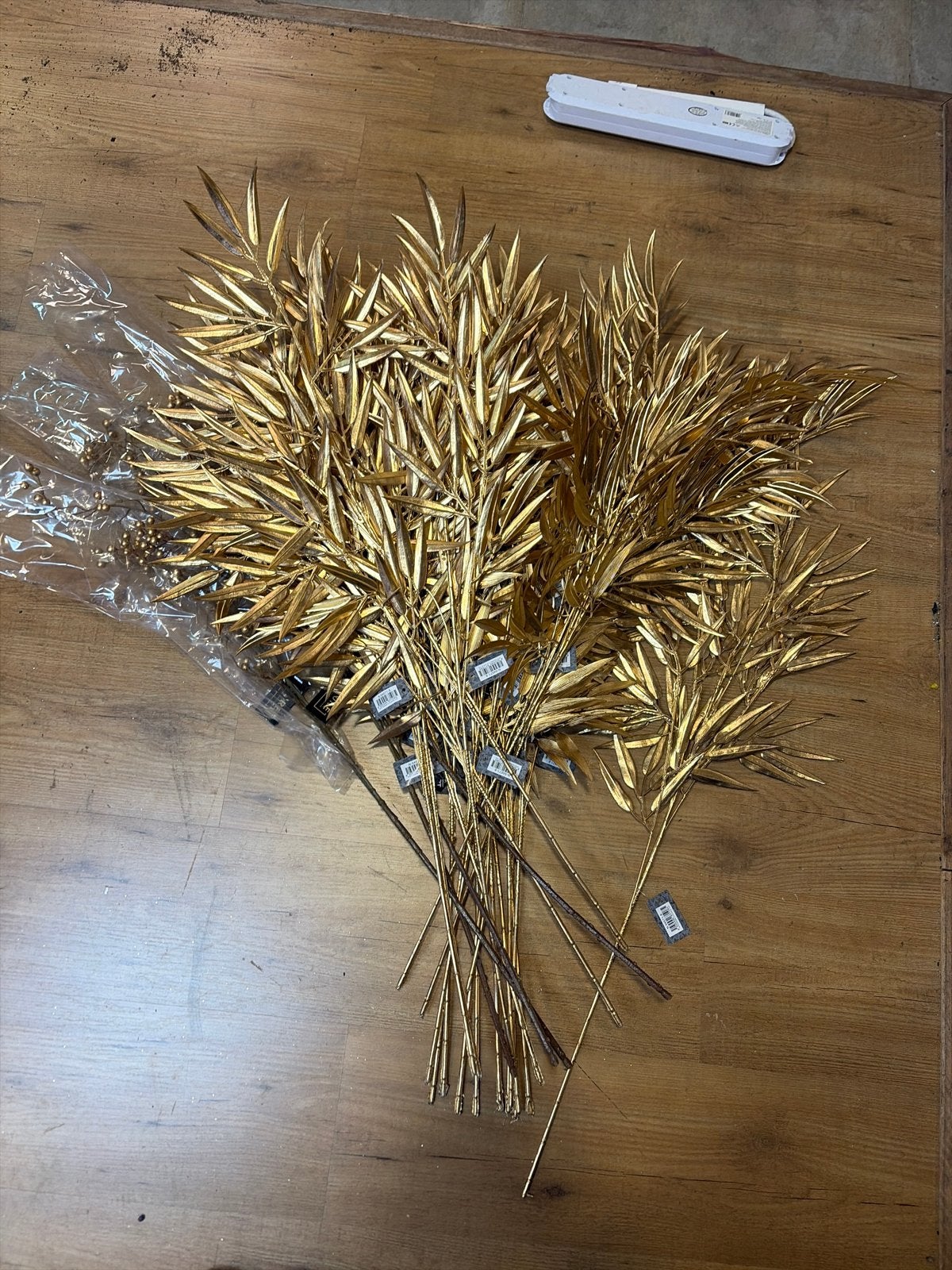 Gouden Kunsttakken - Decoratieve Bamboe Bladeren, Ophalen, Binnen, Nieuw, Kunststof