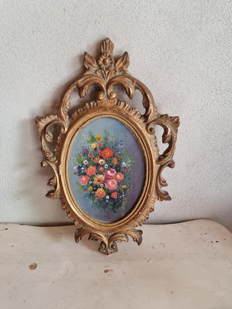 Oud olieverf schilderij striklijst 012 *schapenweide, Antiek en Kunst, Curiosa en Brocante, Ophalen of Verzenden