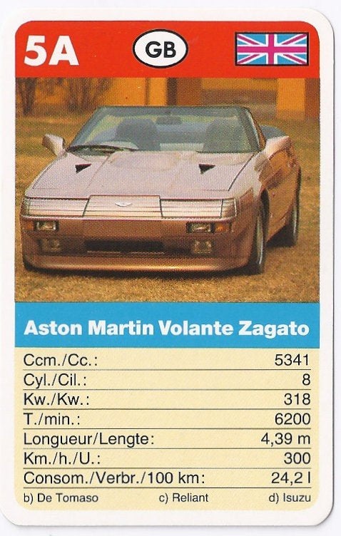 Kw2254 autokaartje 5a aston martin volante zagato, Ophalen of Verzenden, Zo goed als nieuw, Auto's