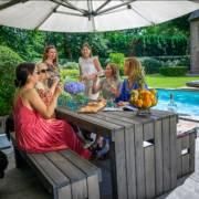 Tafelset Naaldhout lengte - br. 76,5 - H 74 cm Antraciet, Tuin en Terras, Picknicktafels, Ophalen, Nieuw, Rechthoekig, Hout