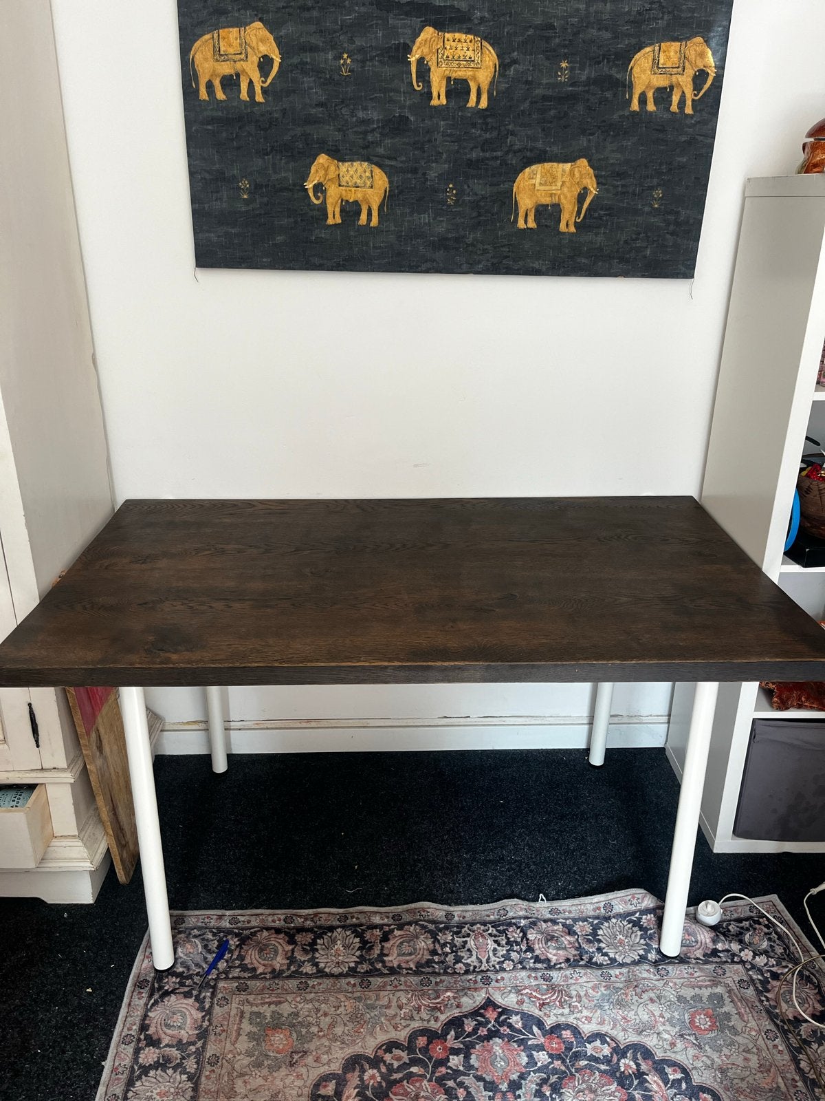 Tafel met losse poten 140x80x4 cm - Eikenhout look, Ophalen, Gebruikt, 100 tot 150 cm, 50 tot 100 cm