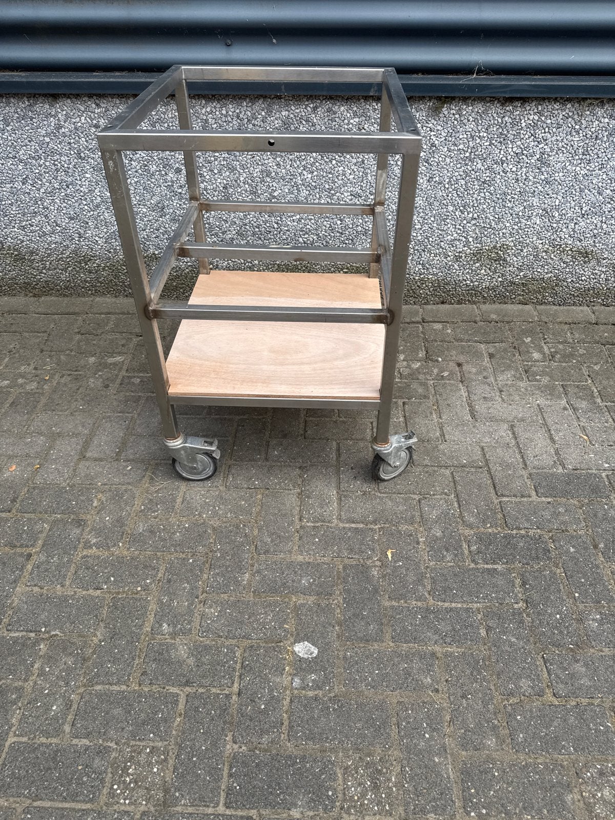 RVS Verrijdbare Tafel - Breed 65cm, Diep 58cm, Hoog 89,5cm, Ophalen, Gebruikt, 50 tot 100 cm, Metaal