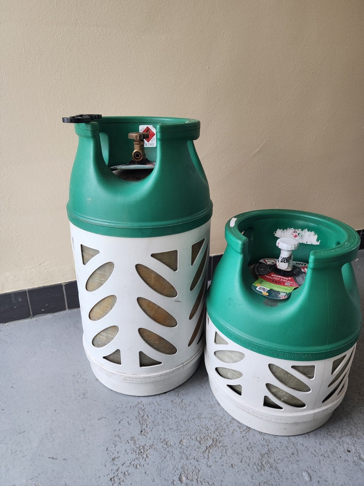 Benegas Light gasflessen 5kg en 10kg, Caravans en Kamperen, Ophalen of Verzenden, Gebruikt