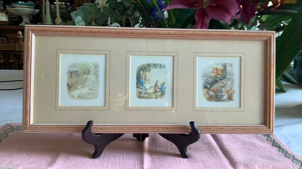 3 Peter Rabbit prenten in lijst, Ophalen of Verzenden, Zo goed als nieuw