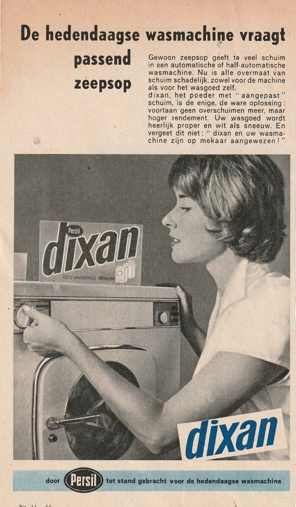 Retro reclame 1961 Dixan wasmiddel passend zeepsop, Verzenden, Overige typen