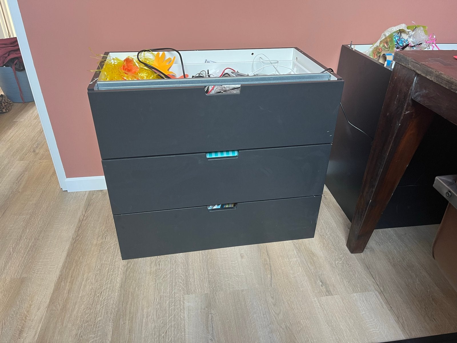 IKEA NORDLI ladekast met 3 laden, antraciet, Ophalen, Zo goed als nieuw, 3 of 4 laden, 25 tot 50 cm