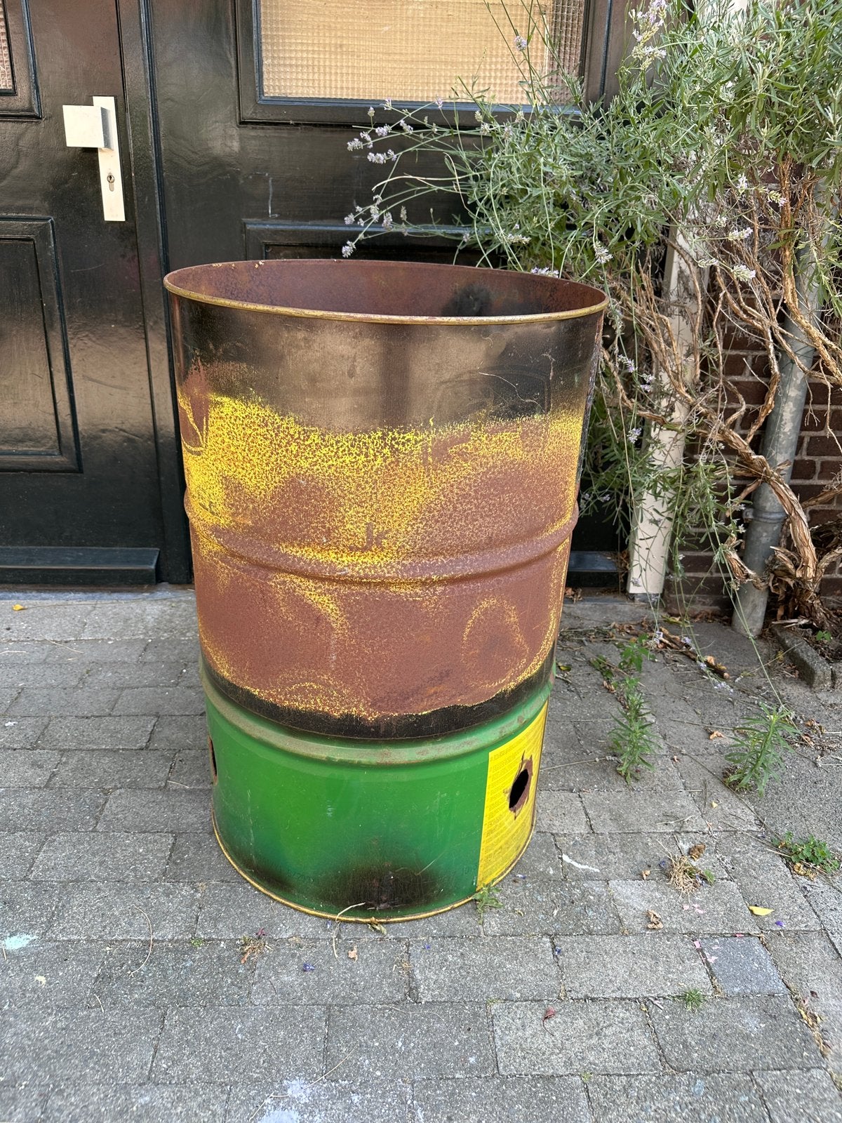 Vuurton olievat vuurkorf John Deere oliedrum 200 liter, Ophalen, Gebruikt, Vuurton