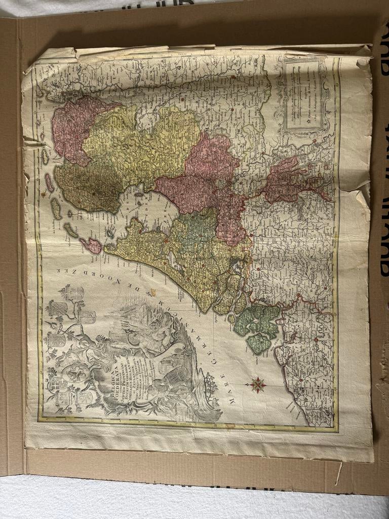 Landkaart van Nederland (Tobias Conrad Lotter), Gelezen, Voor 1800, Ophalen of Verzenden, Landkaart