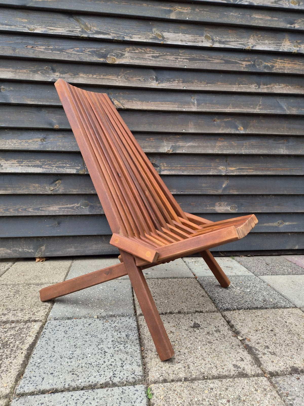 Teakhouten designstoel., Tuin en Terras, Tuinstoelen, Ophalen, Teakhout