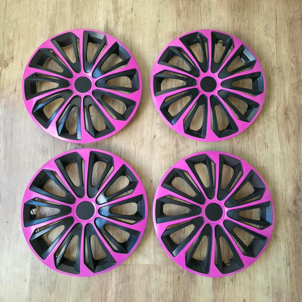 Wieldoppen 14 inch roze/zwart - Set van 4, Ophalen of Verzenden, Gebruikt