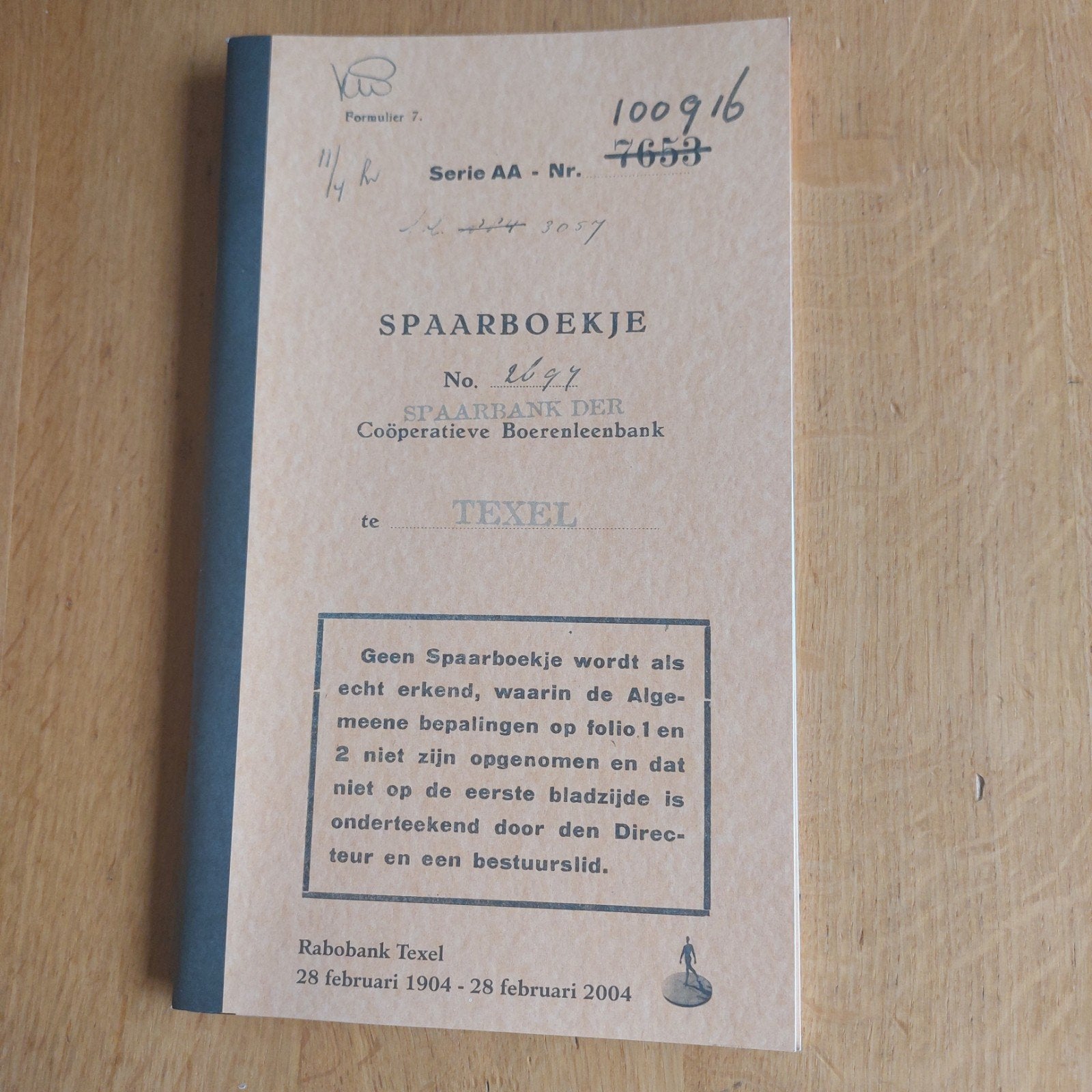 Rabobank Texel: 100 jaar geschiedenis (1904-2004), Boeken, Ophalen of Verzenden, Zo goed als nieuw, Onbekend, Overige