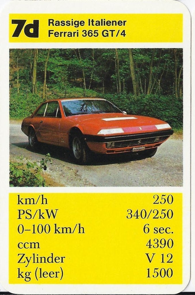 Kw4 autokaartje 7d ferrari 365 gt / 4, Ophalen of Verzenden, Zo goed als nieuw, Auto's