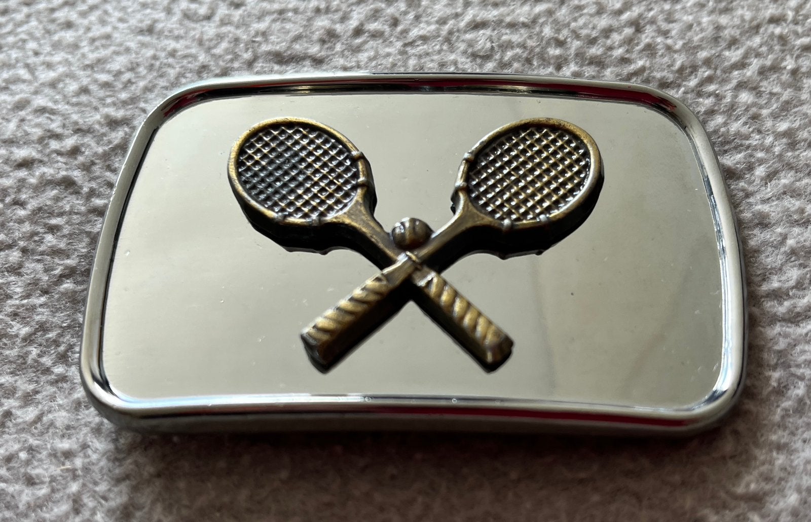 Nieuwe gesp met tennisrackets - voor riem, Ophalen of Verzenden, Nieuw, Overige kleuren, Losse buckle of gesp