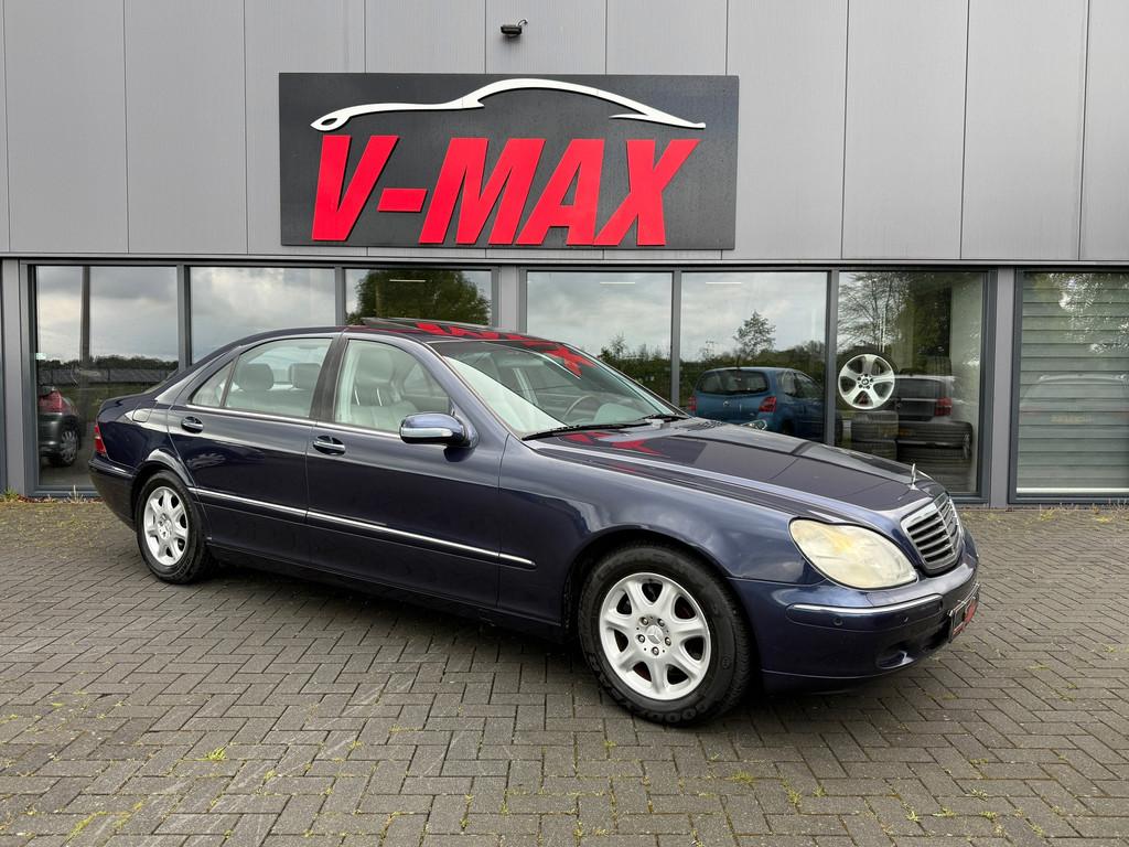 Mercedes-Benz S-klasse S500 Lang V8 NAP Dak Memory Softclose, Auto's, Mercedes-Benz, Achterwielaandrijving, Gebruikt, Blauw, Bedrijf
