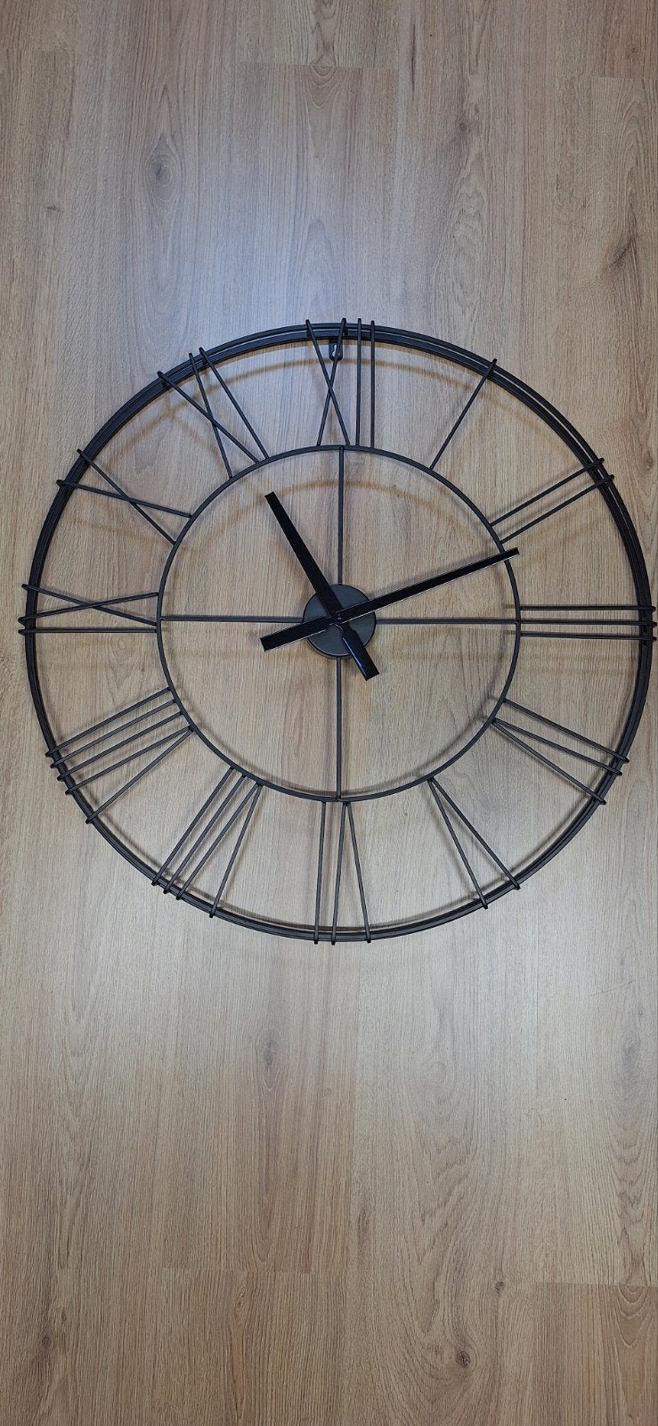 Zwartmetalen Industriële Wandklok - 70cm Doorsnede, Ophalen, Wandklok, Analoog, Nieuw