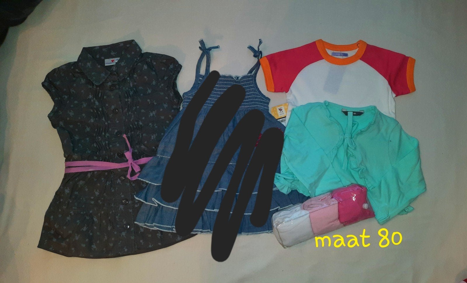 Meisjes pakket met nieuwe kleding in maat 80 - Jurk Prenatal, Meisje, Jurkje of Rokje, Nieuw, Ophalen of Verzenden