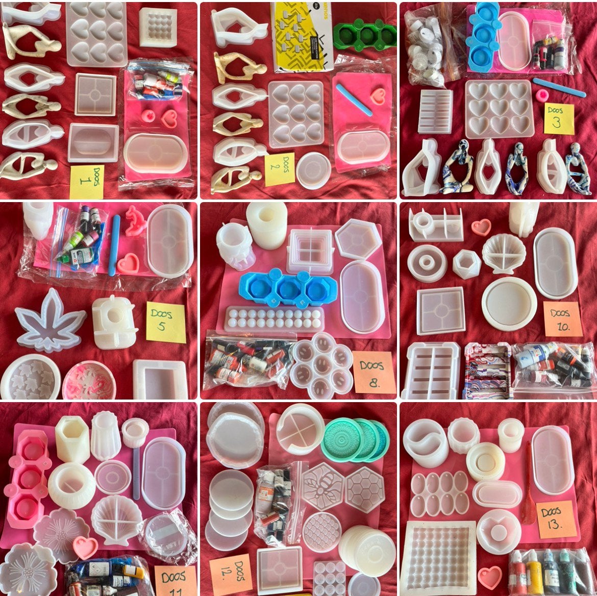10 dozen Jesmonite mallen en extra's - Diverse sets, Nieuw, Ophalen of Verzenden, Kunststof, Herbruikbaar