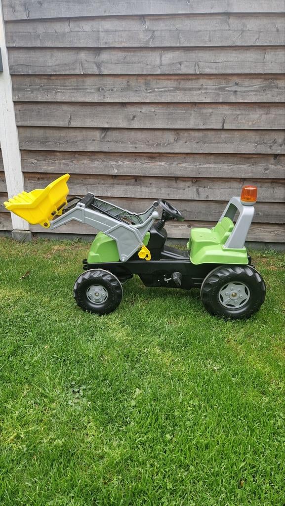Groene traptractor met voorlader en zwaailicht, Ophalen of Verzenden, Gebruikt